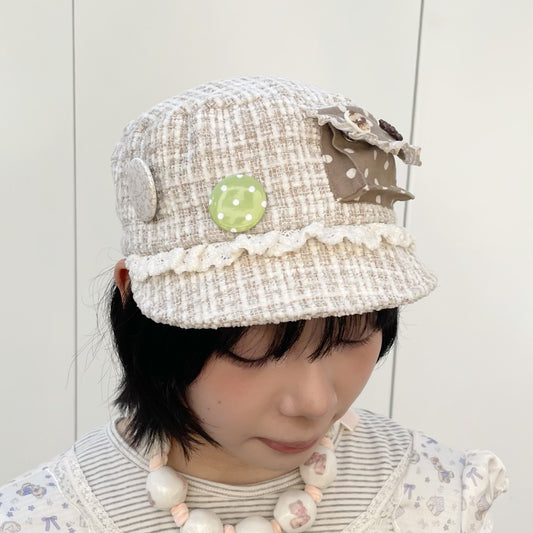 M?lodie Cap / Beige / ツイードキャップ