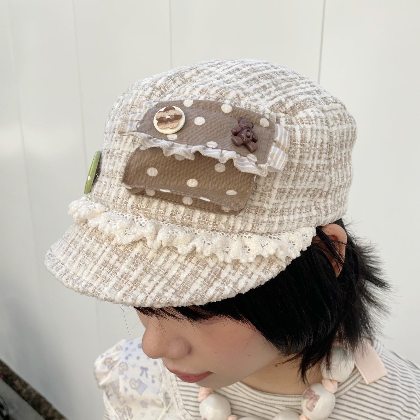 M?lodie Cap / Beige / ツイードキャップ