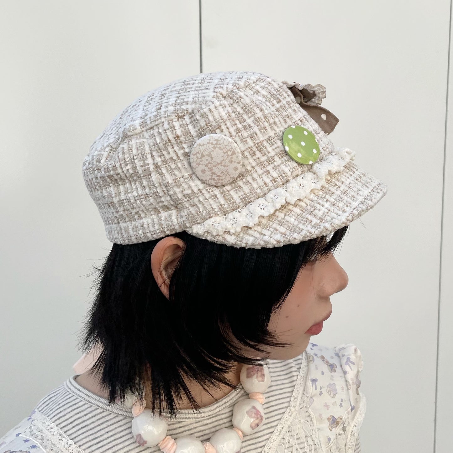 M?lodie Cap / Beige / ツイードキャップ
