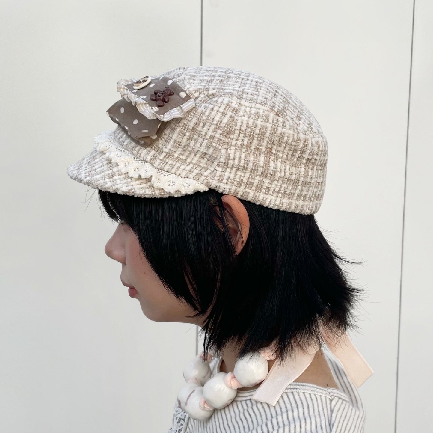 M?lodie Cap / Beige / ツイードキャップ