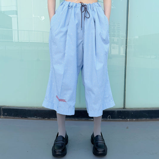 CUT JACQUARD GINGHAM MOST WIDE SLACKS / BLUE / カットジャガードギンガムスラックス