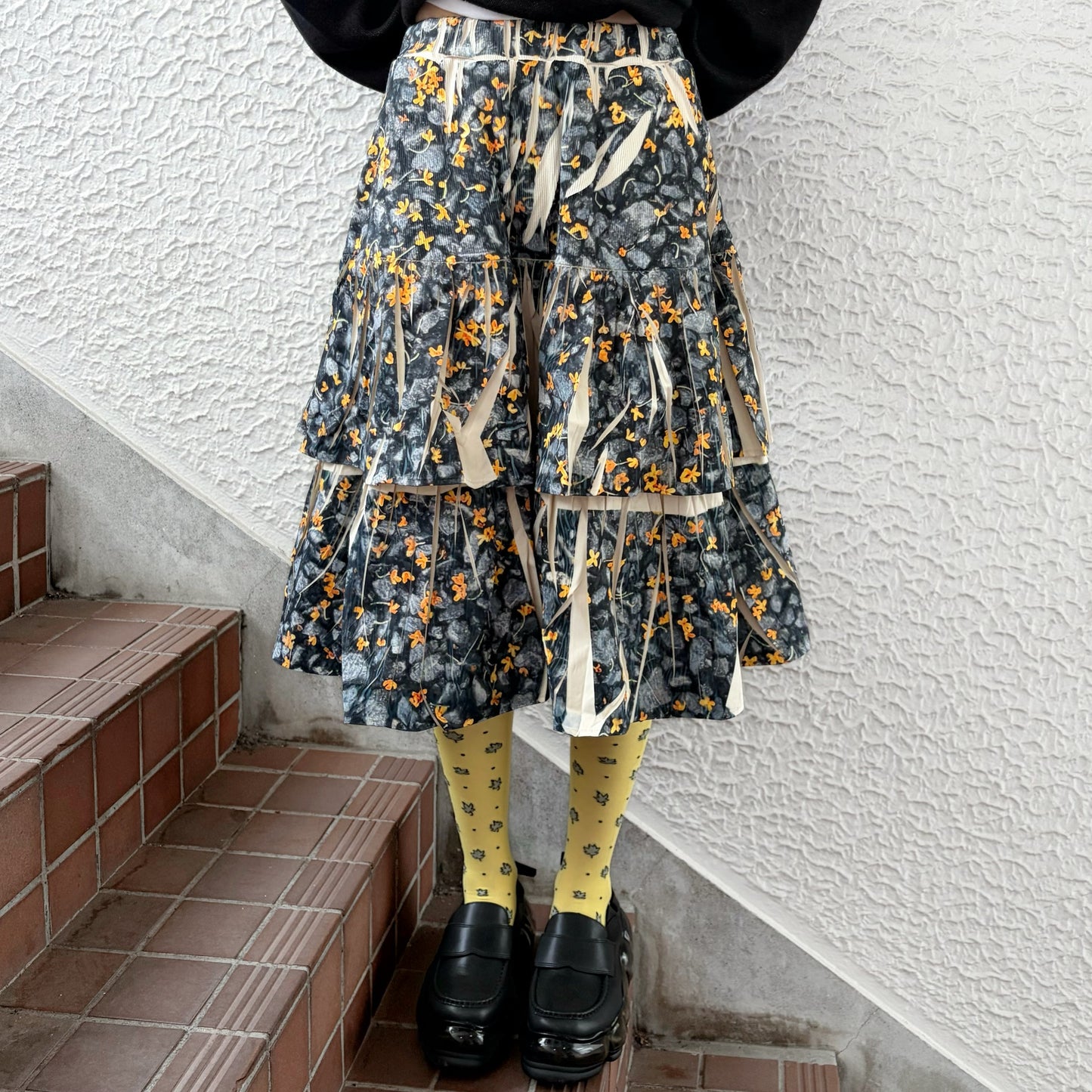 DIRECT PRINT RIB GATHER SKIRT / PETAL / ダイレクトプリントリブギャザースカート