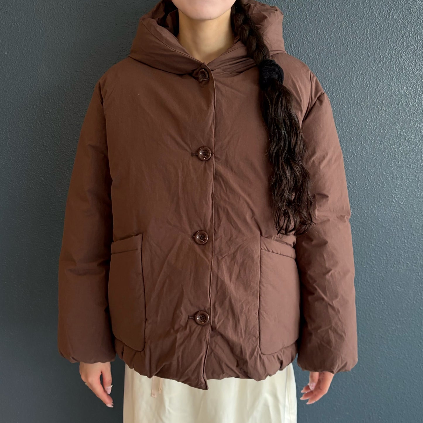 Cotton Hooded Puffer Jacket / Brown / パフジャケット