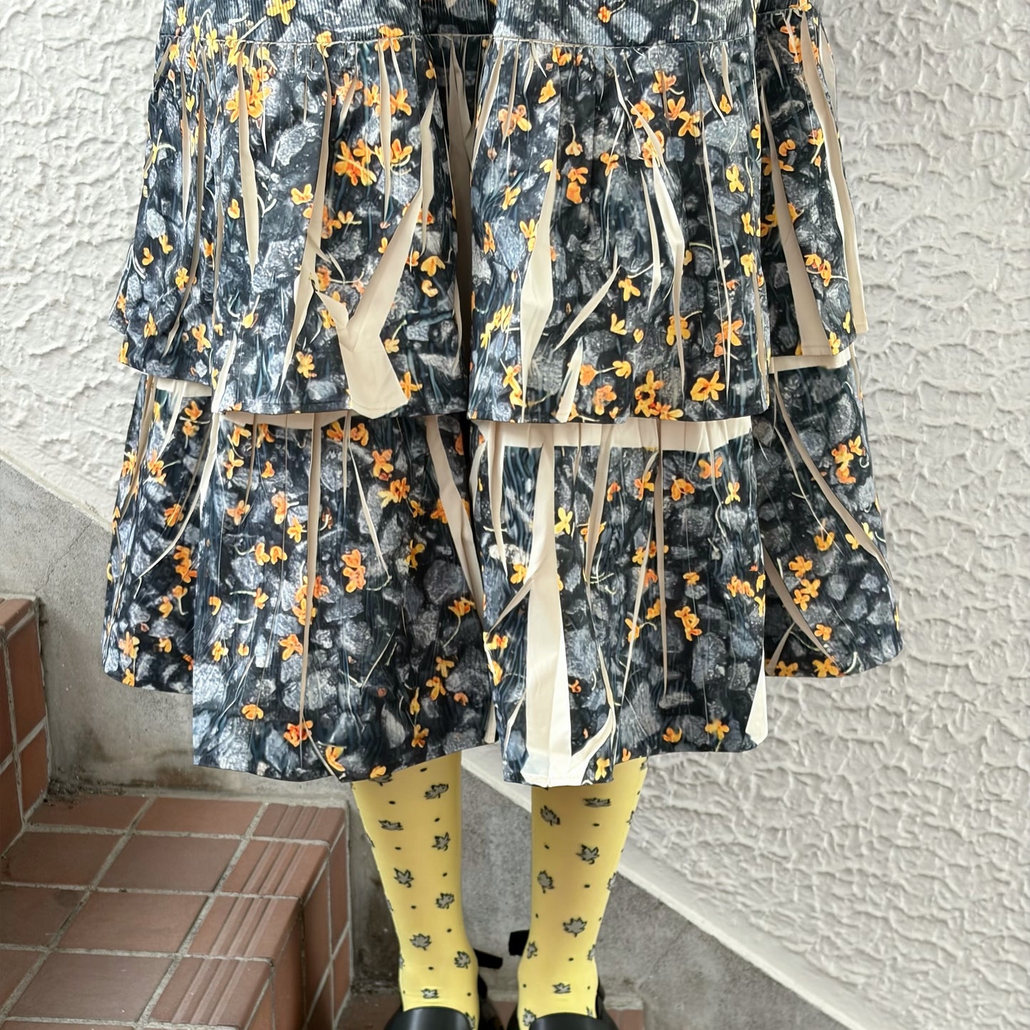 DIRECT PRINT RIB GATHER SKIRT / PETAL / ダイレクトプリントリブギャザースカート