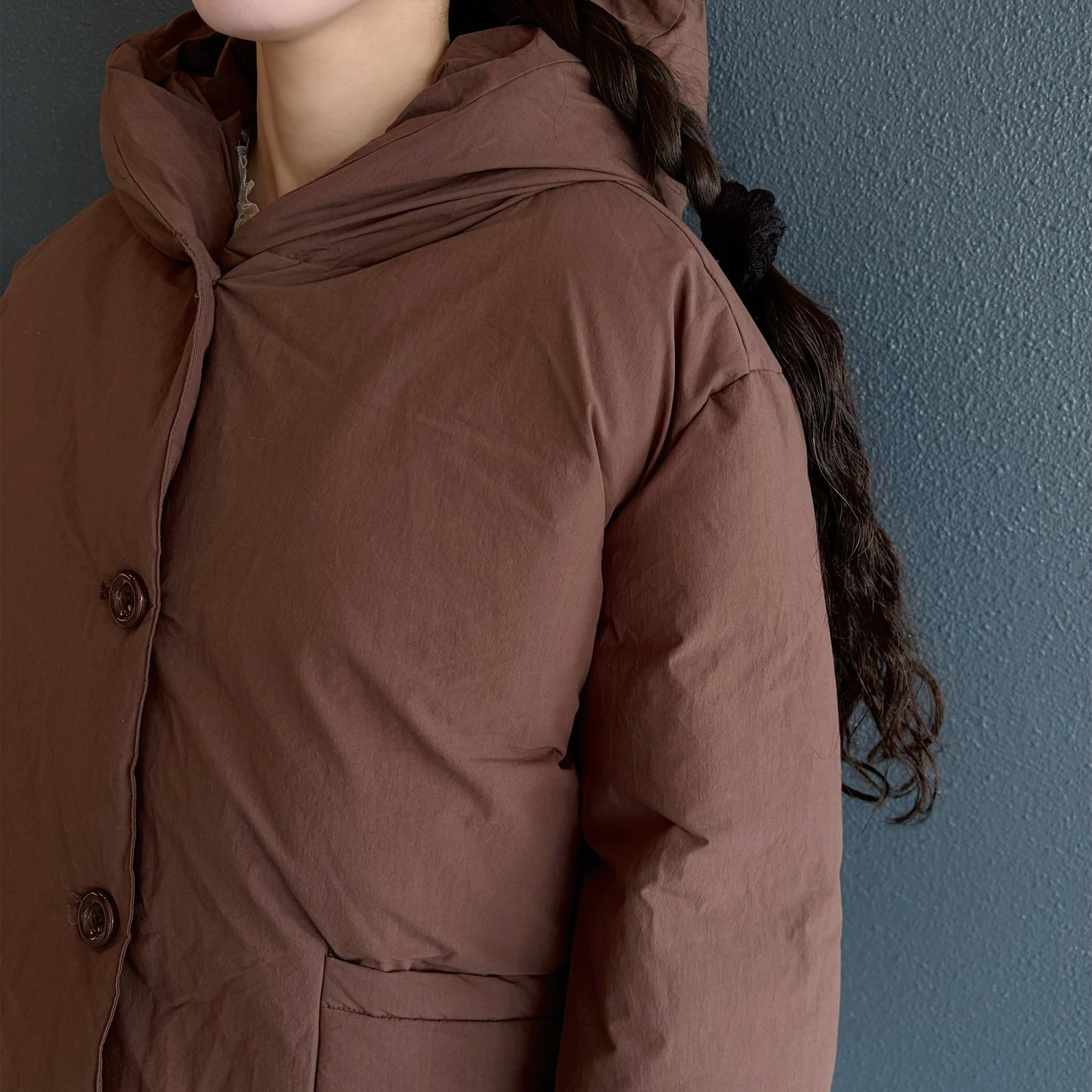 Cotton Hooded Puffer Jacket / Brown / パフジャケット