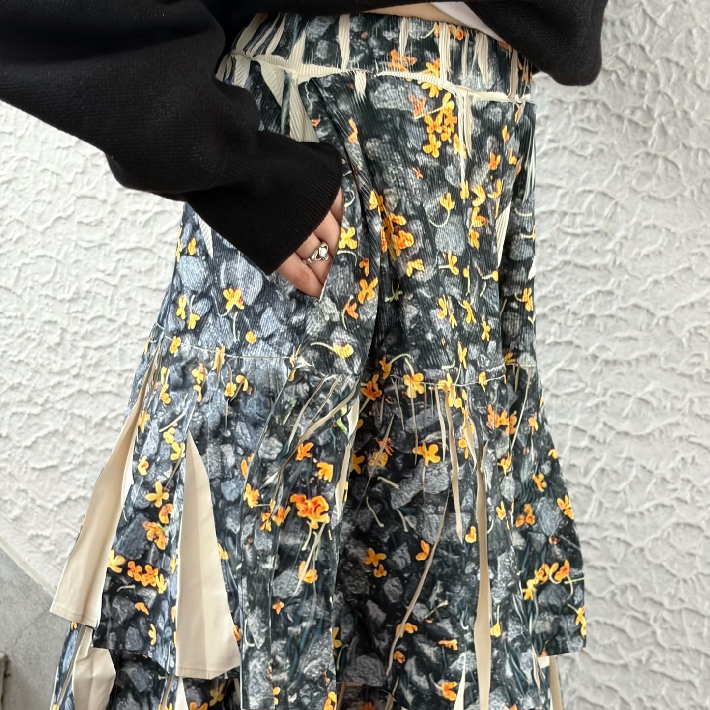 DIRECT PRINT RIB GATHER SKIRT / PETAL / ダイレクトプリントリブギャザースカート
