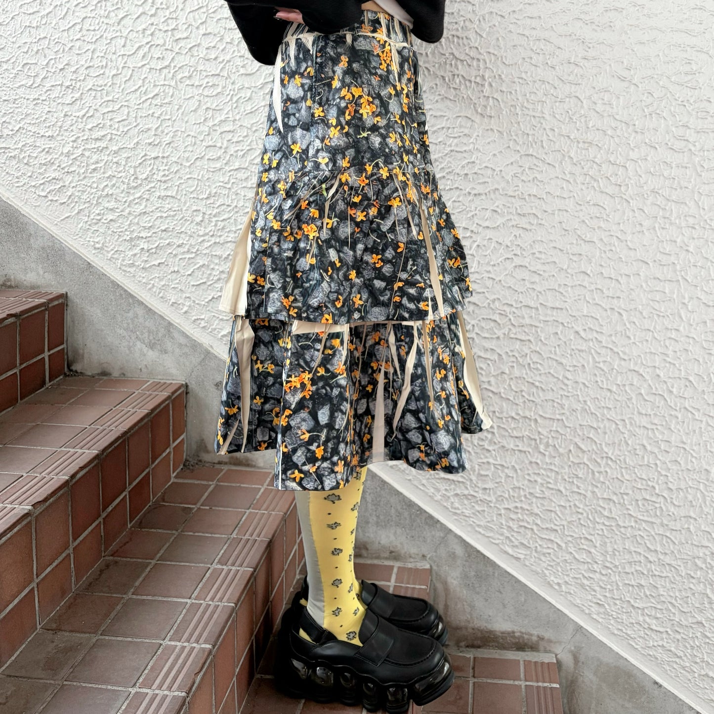 DIRECT PRINT RIB GATHER SKIRT / PETAL / ダイレクトプリントリブギャザースカート