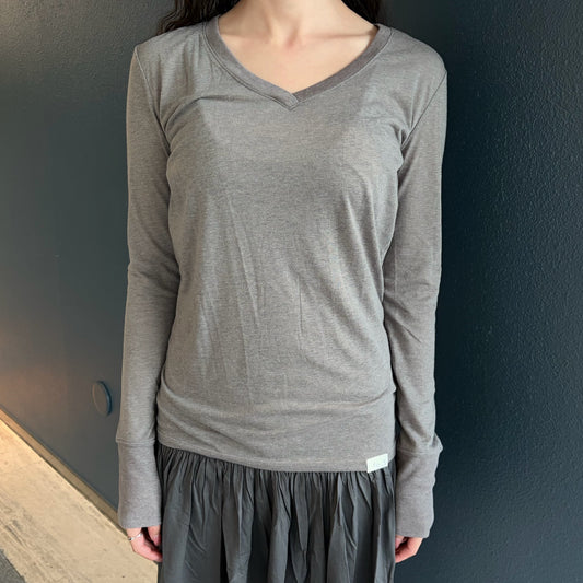 [fe.3] V neck long top / mocha / Vネックロングスリーブ