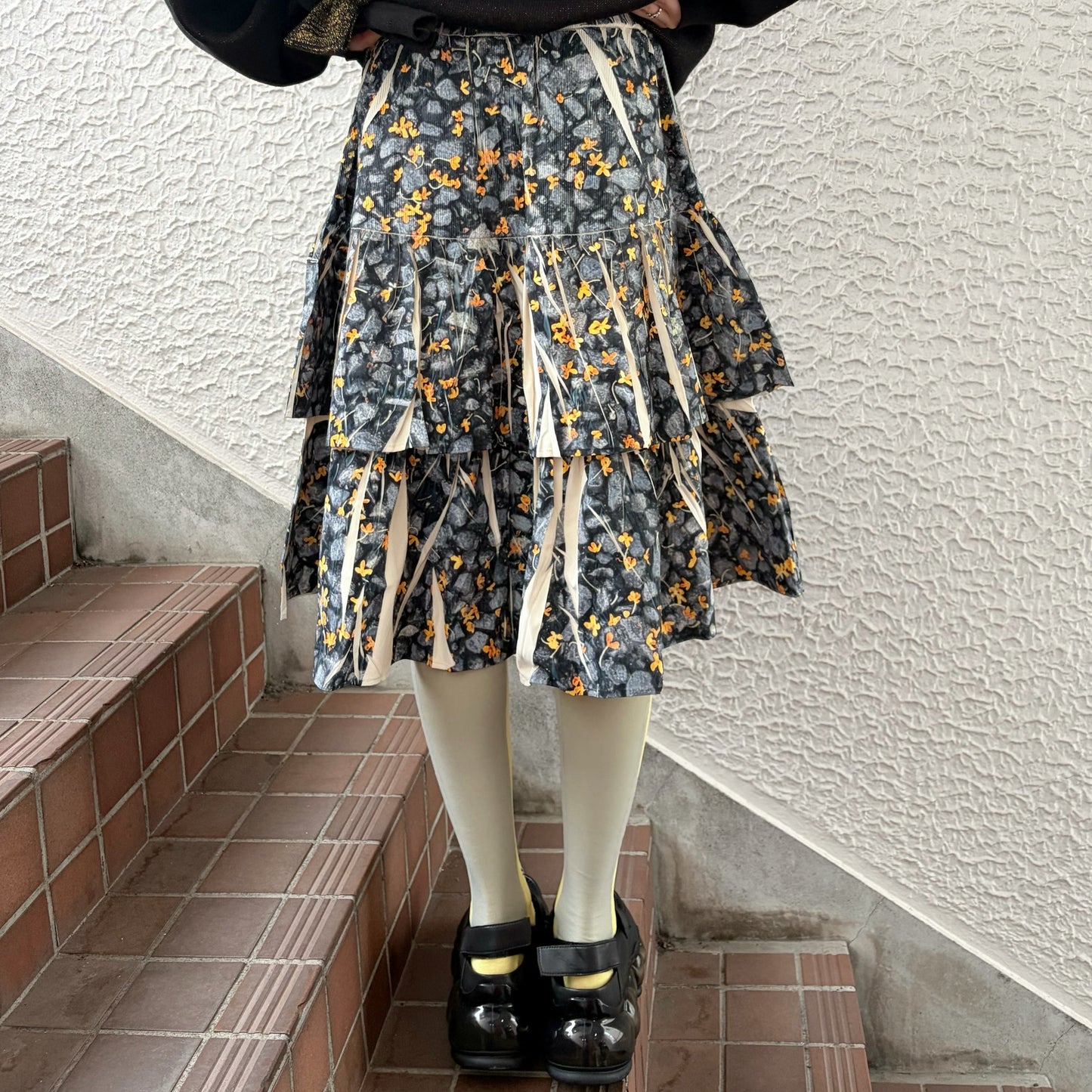 DIRECT PRINT RIB GATHER SKIRT / PETAL / ダイレクトプリントリブギャザースカート