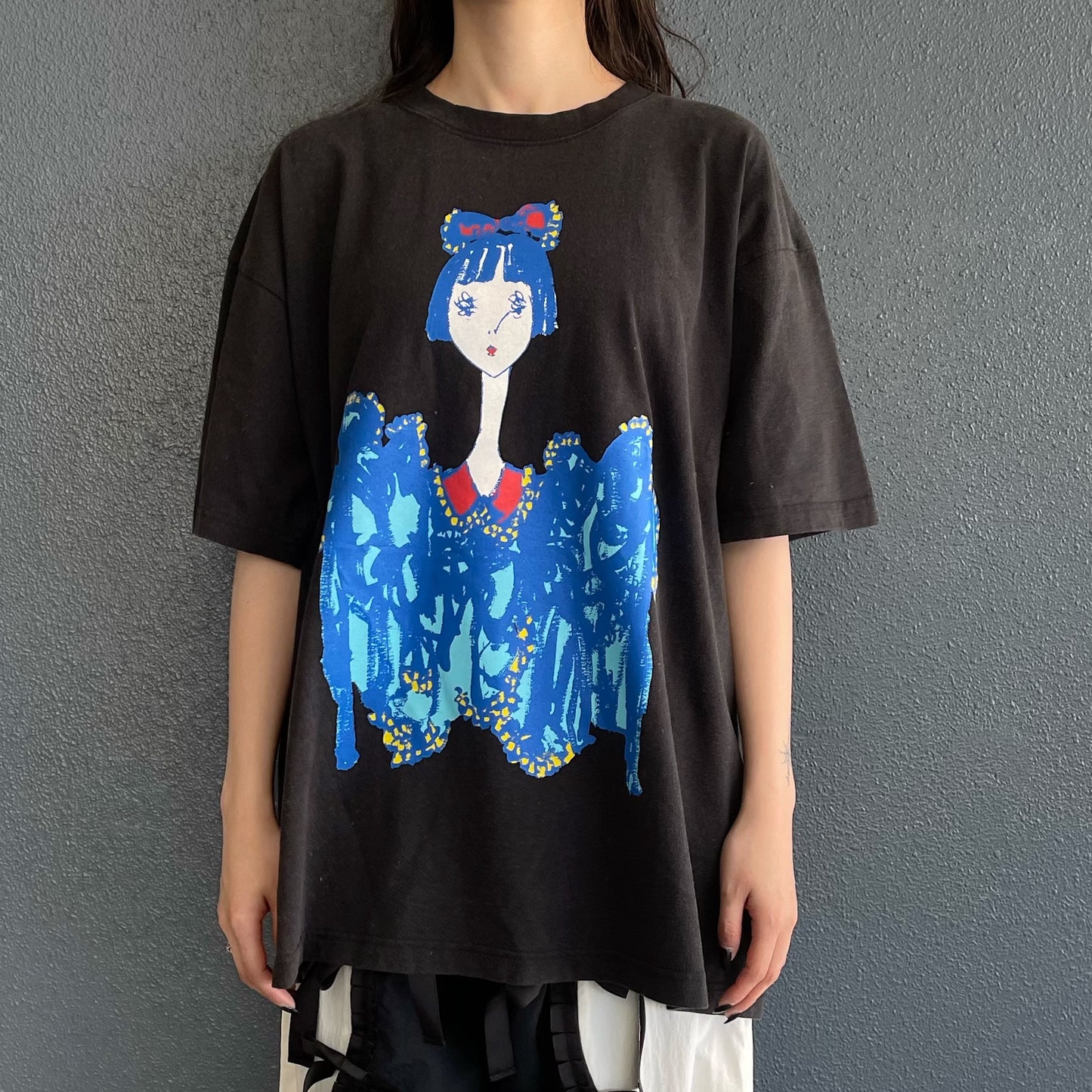 LOUISE RIBBON T-SHIRT BIOWASHED / BLACK / MAYA SHIBASAKIコラボレーション