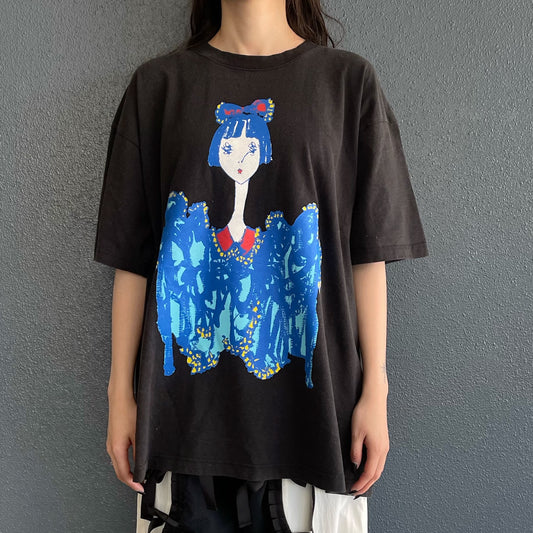 LOUISE RIBBON T-SHIRT BIOWASHED / BLACK / MAYA SHIBASAKIコラボレーション