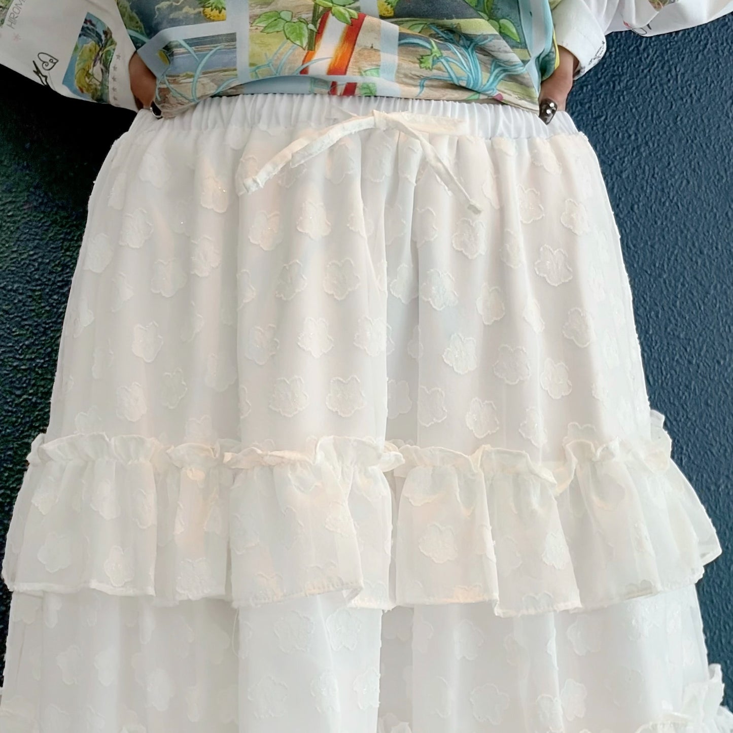 Layered Volume Lace Skirt / White / フリルバルーンスカート