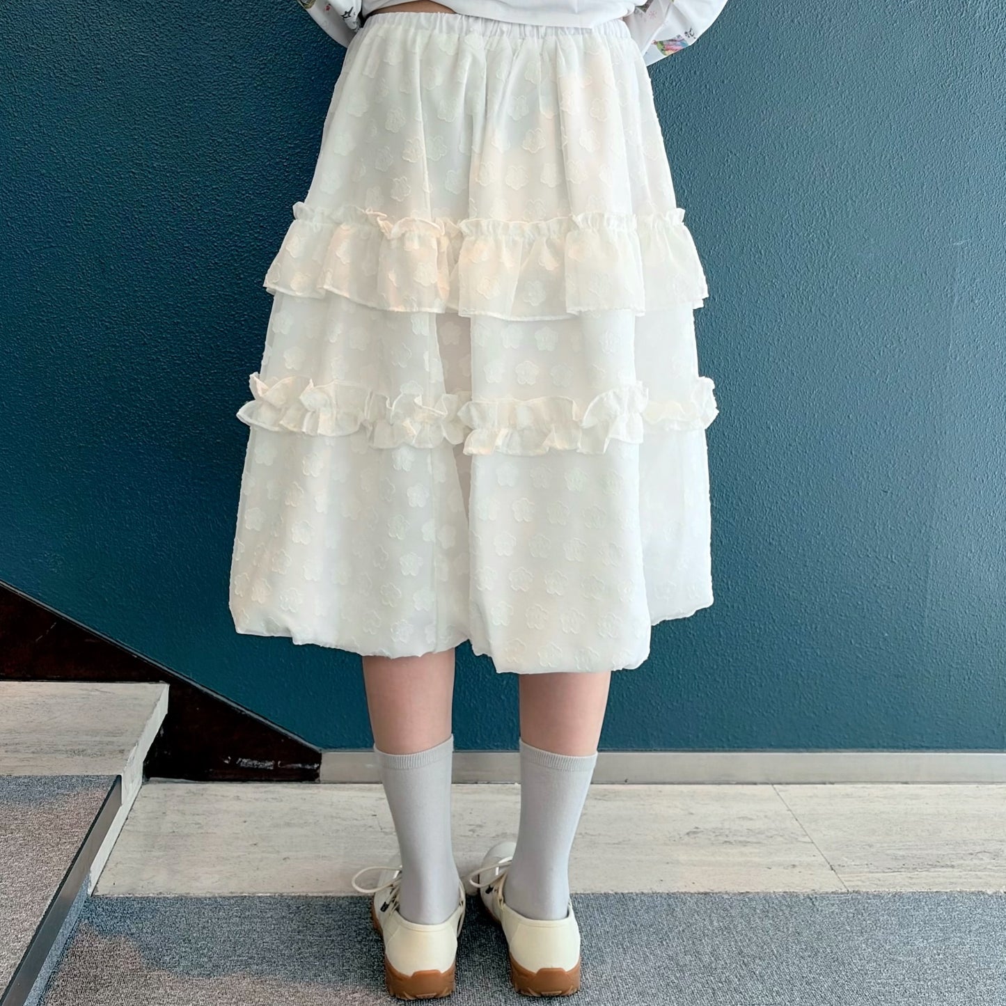 Layered Volume Lace Skirt / White / フリルバルーンスカート