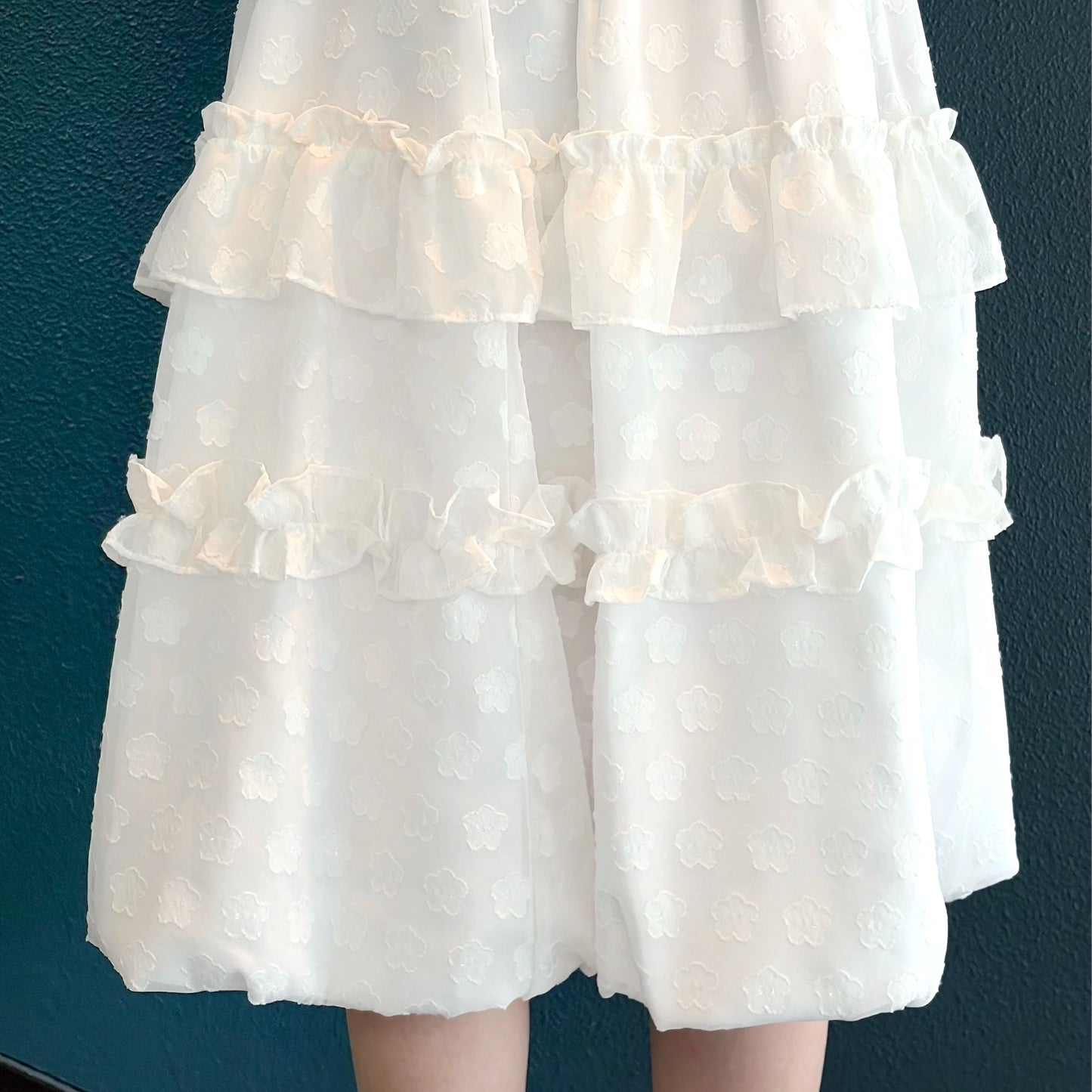 Layered Volume Lace Skirt / White / フリルバルーンスカート