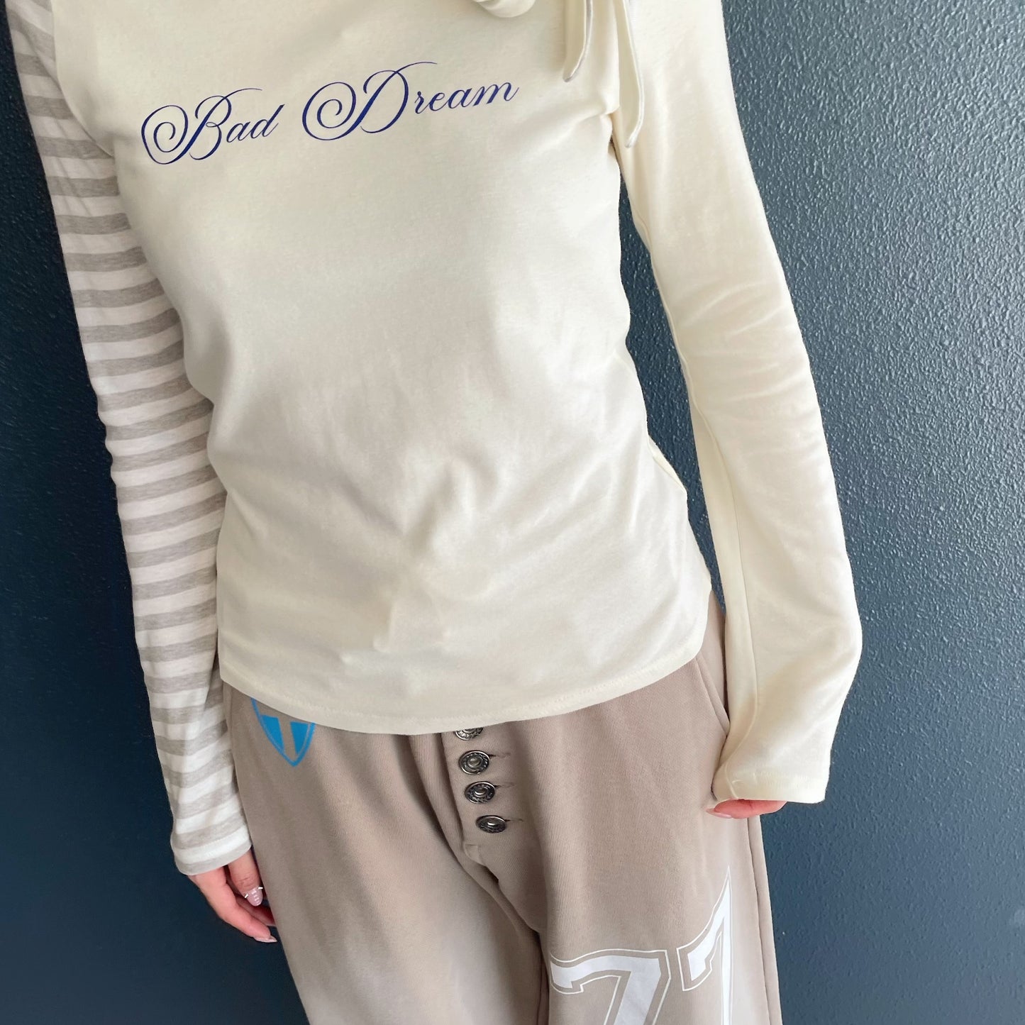 fa.er.ie] petit scarf stripe turtleneck / ivory / スカーフ