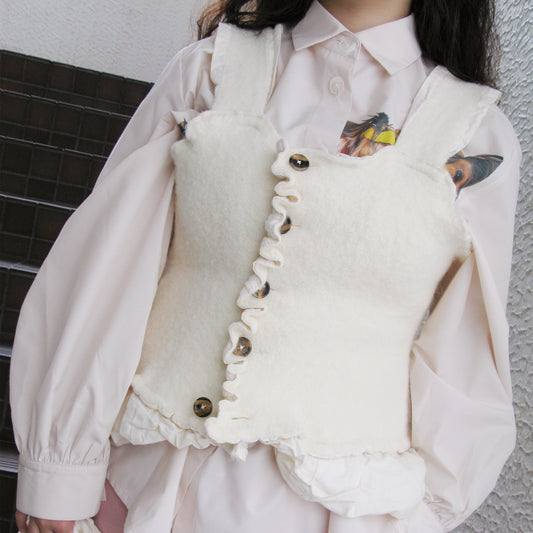 fulling camisole / white / 縮絨キャミソール