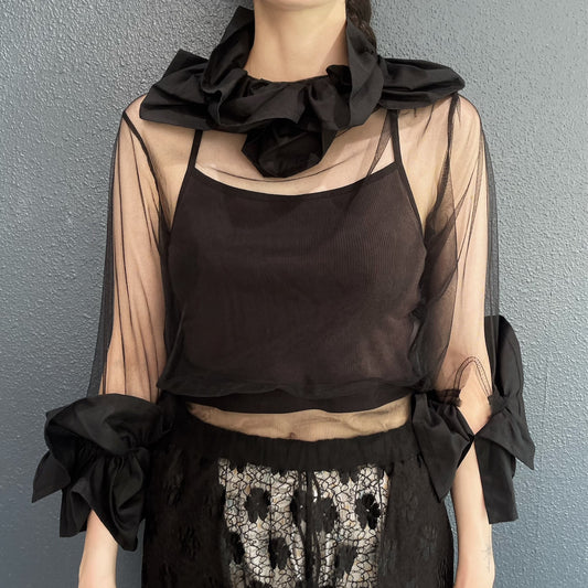 Frill Tulle Top / Black / フリルチュールトップ