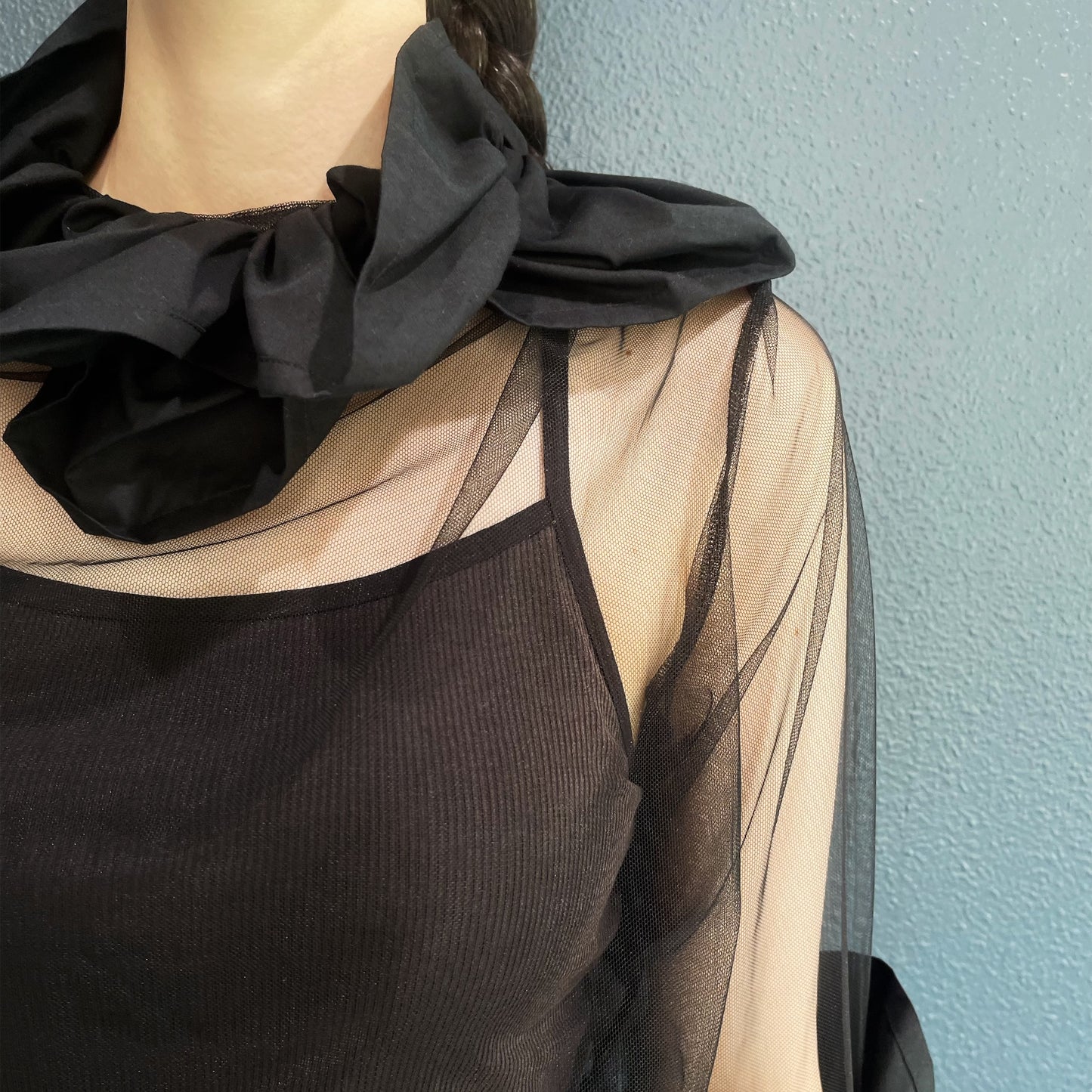 Frill Tulle Top / Black / フリルチュールトップ