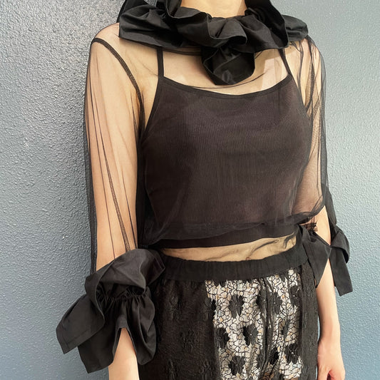 Frill Tulle Top / Black / フリルチュールトップ
