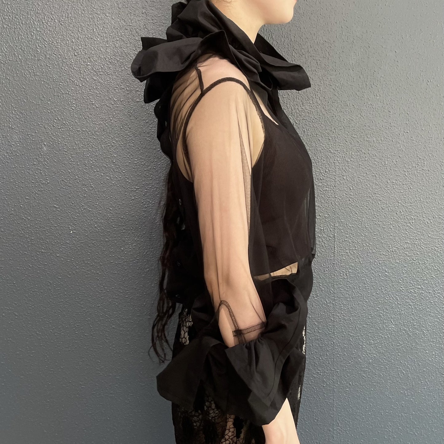 Frill Tulle Top / Black / フリルチュールトップ