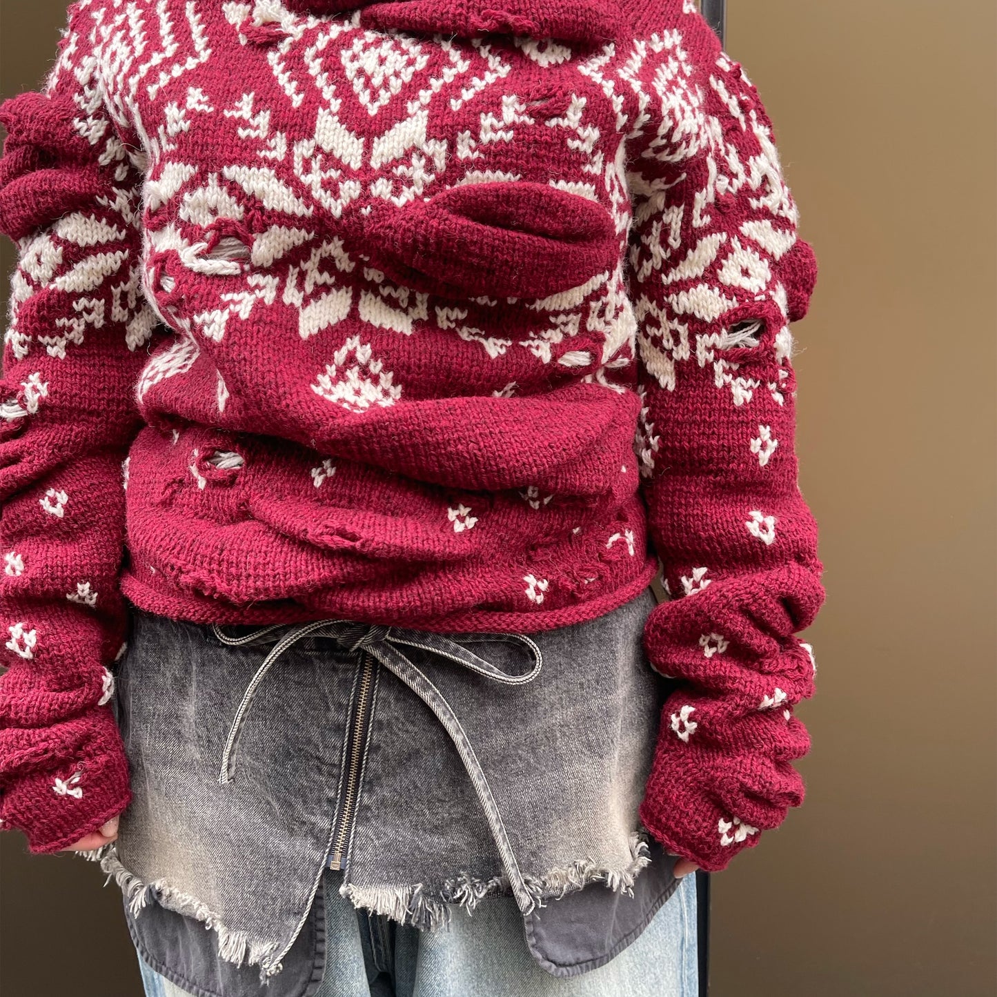 Unstable Nordic Knit / burgundy / フェアアイルニット