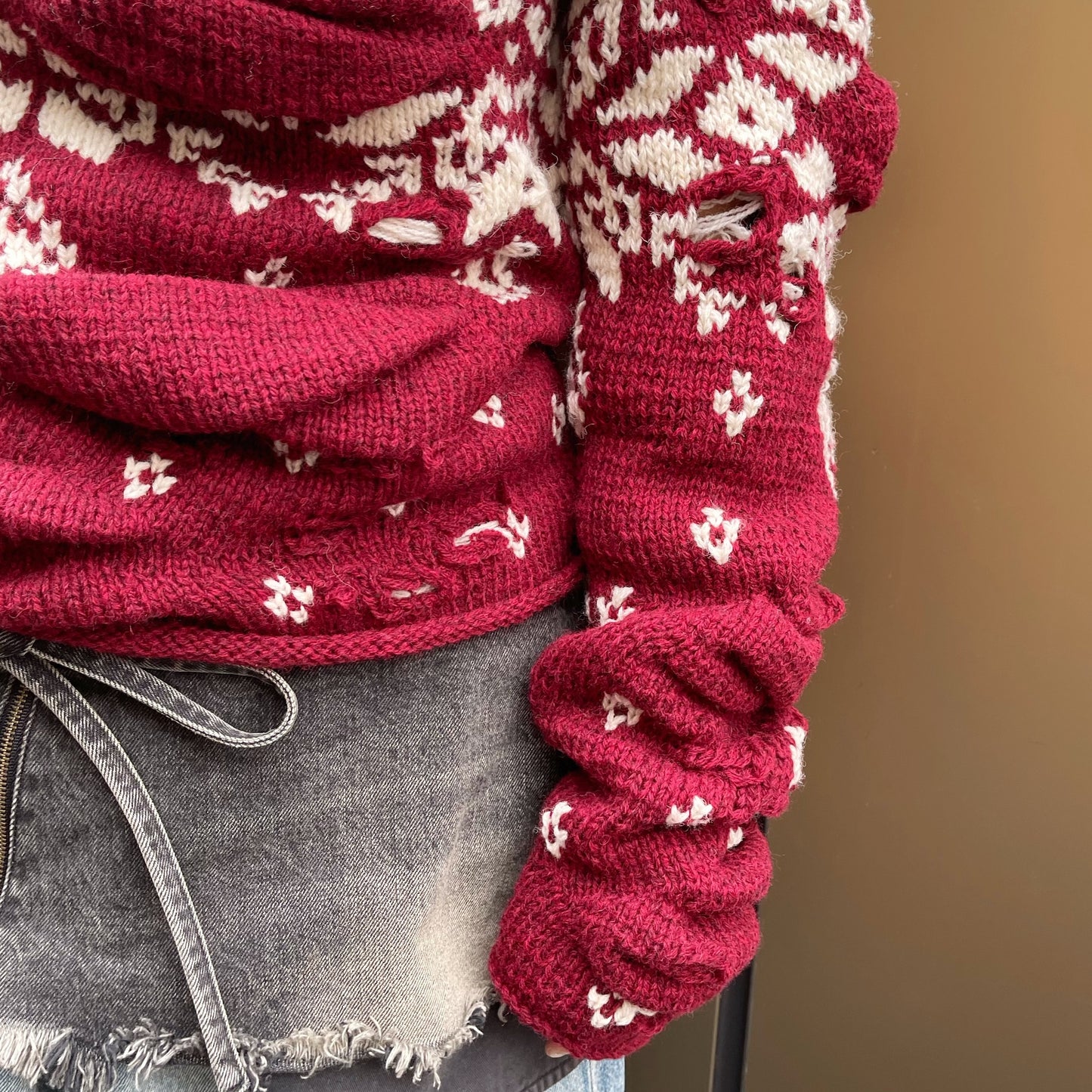 Unstable Nordic Knit / burgundy / フェアアイルニット