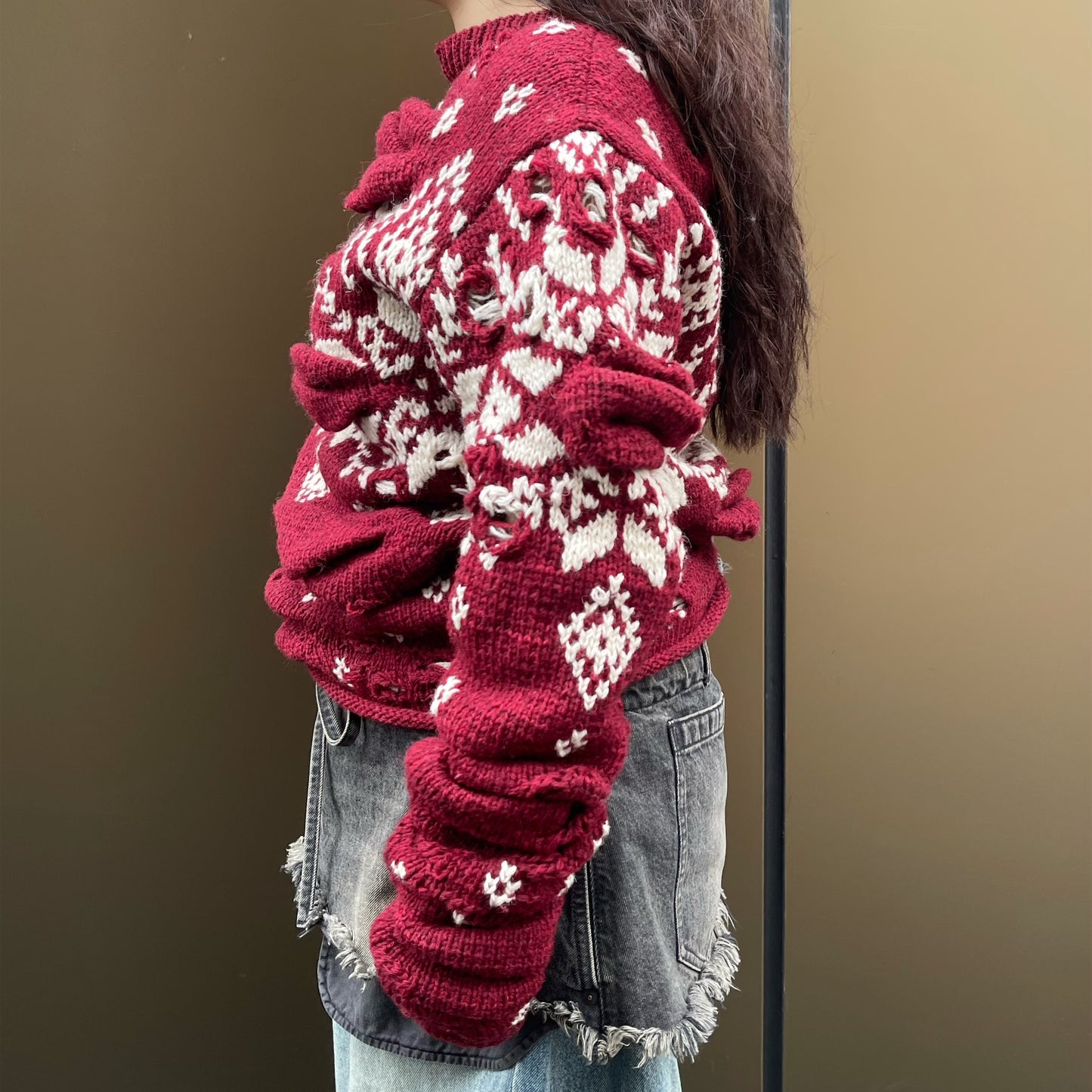 Unstable Nordic Knit / burgundy / フェアアイルニット