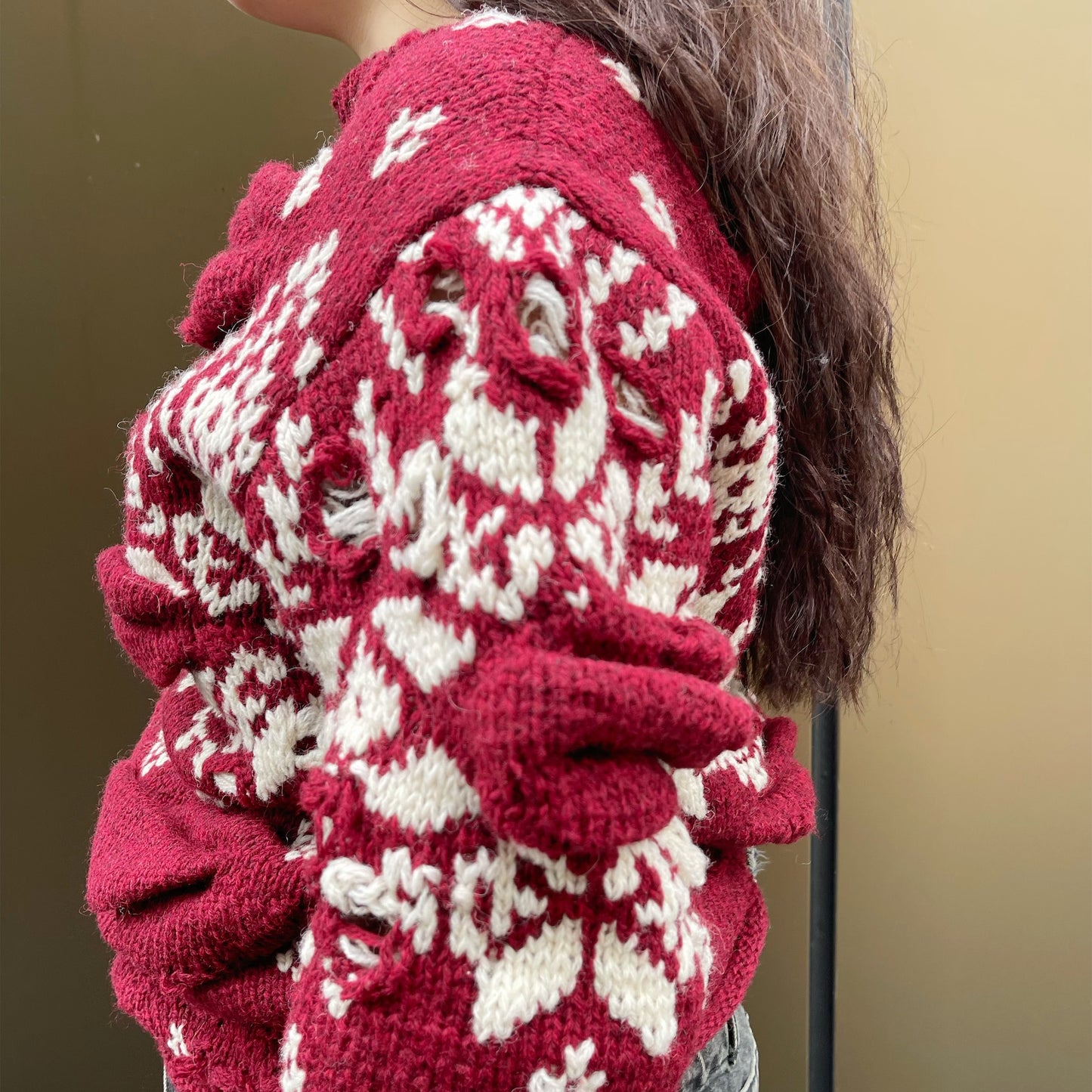 Unstable Nordic Knit / burgundy / フェアアイルニット