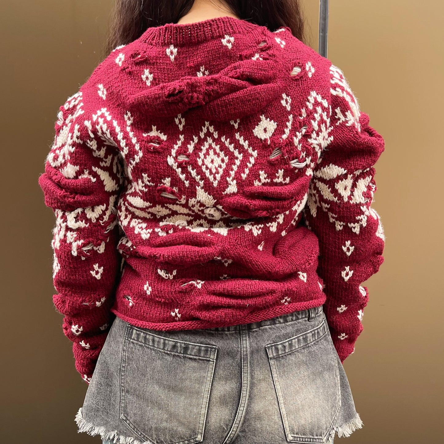 Unstable Nordic Knit / burgundy / フェアアイルニット