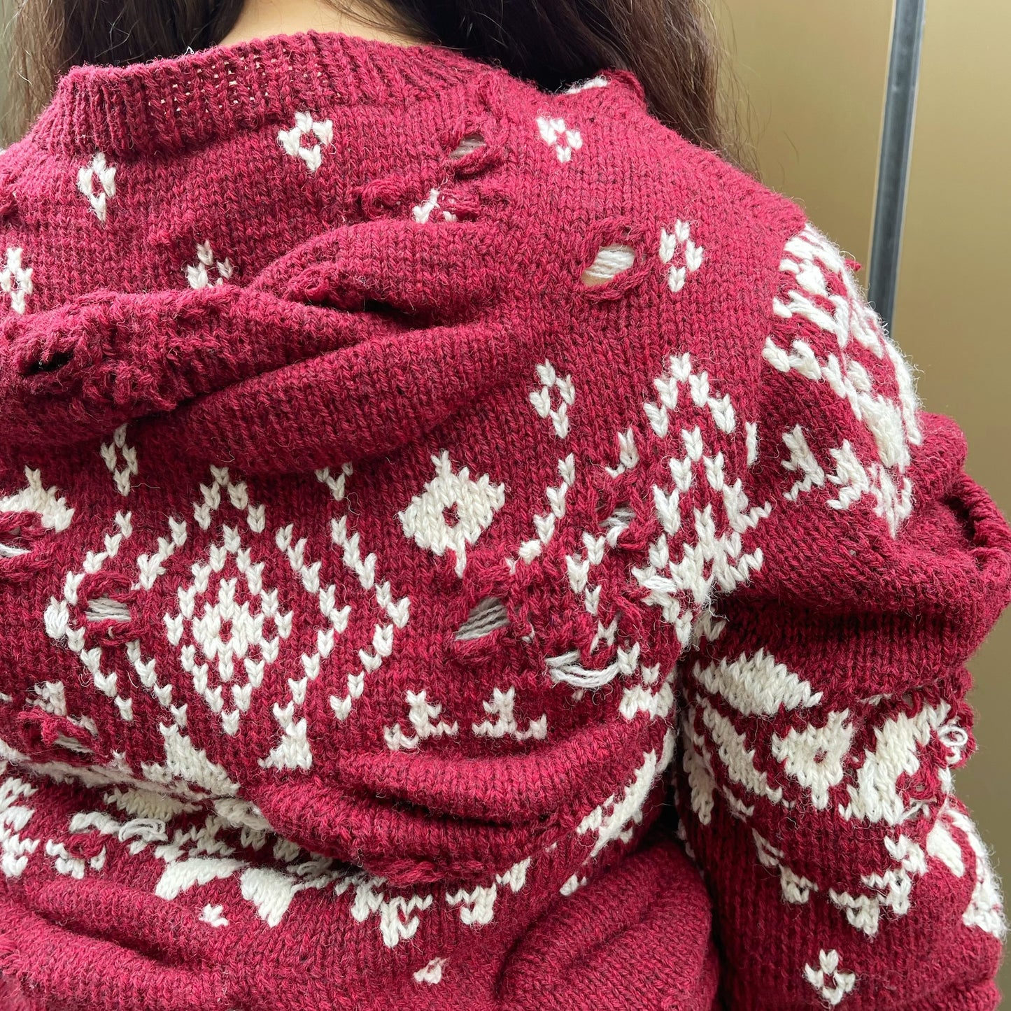 Unstable Nordic Knit / burgundy / フェアアイルニット