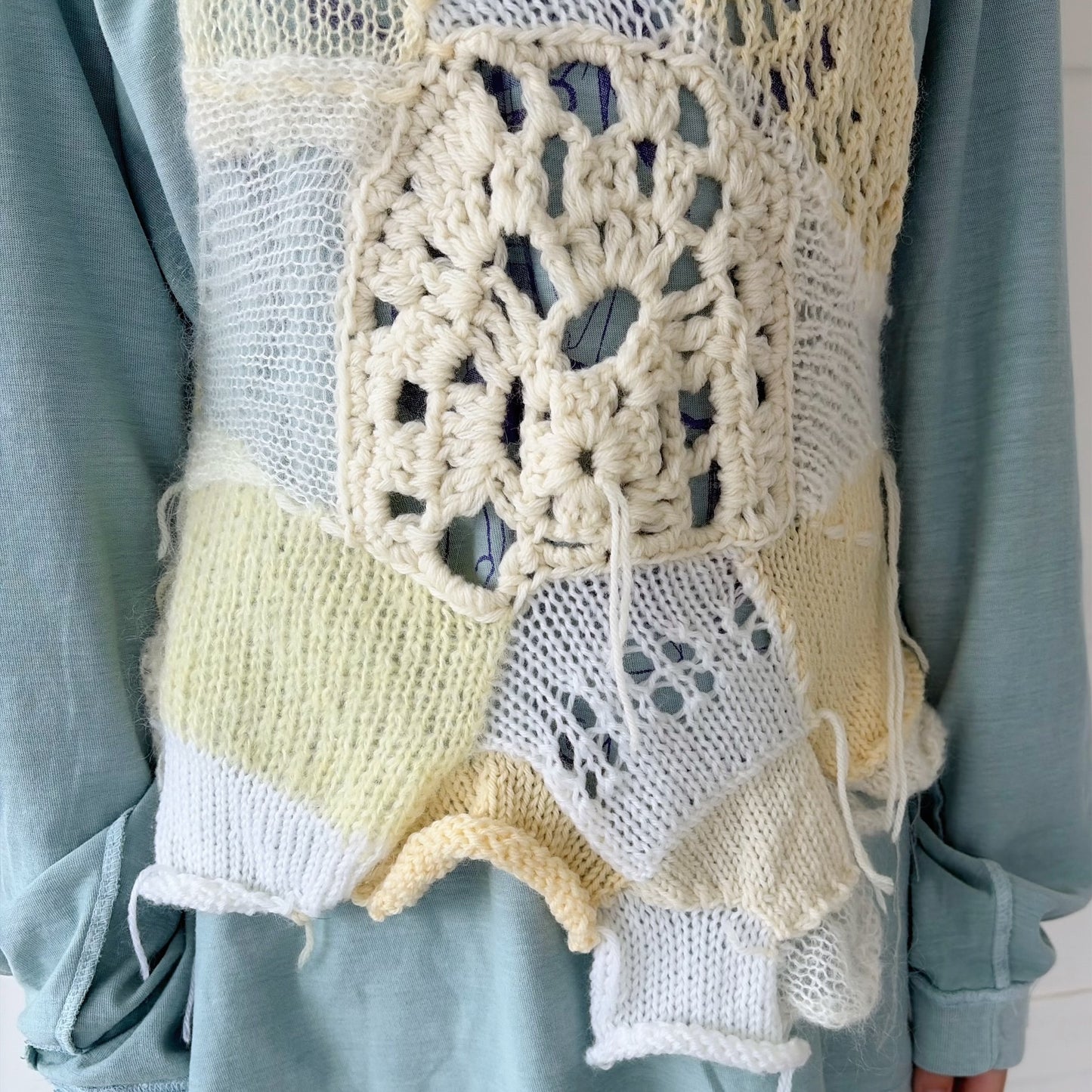 Patchwork knit bustier / White / パッチワークニットビスチェ