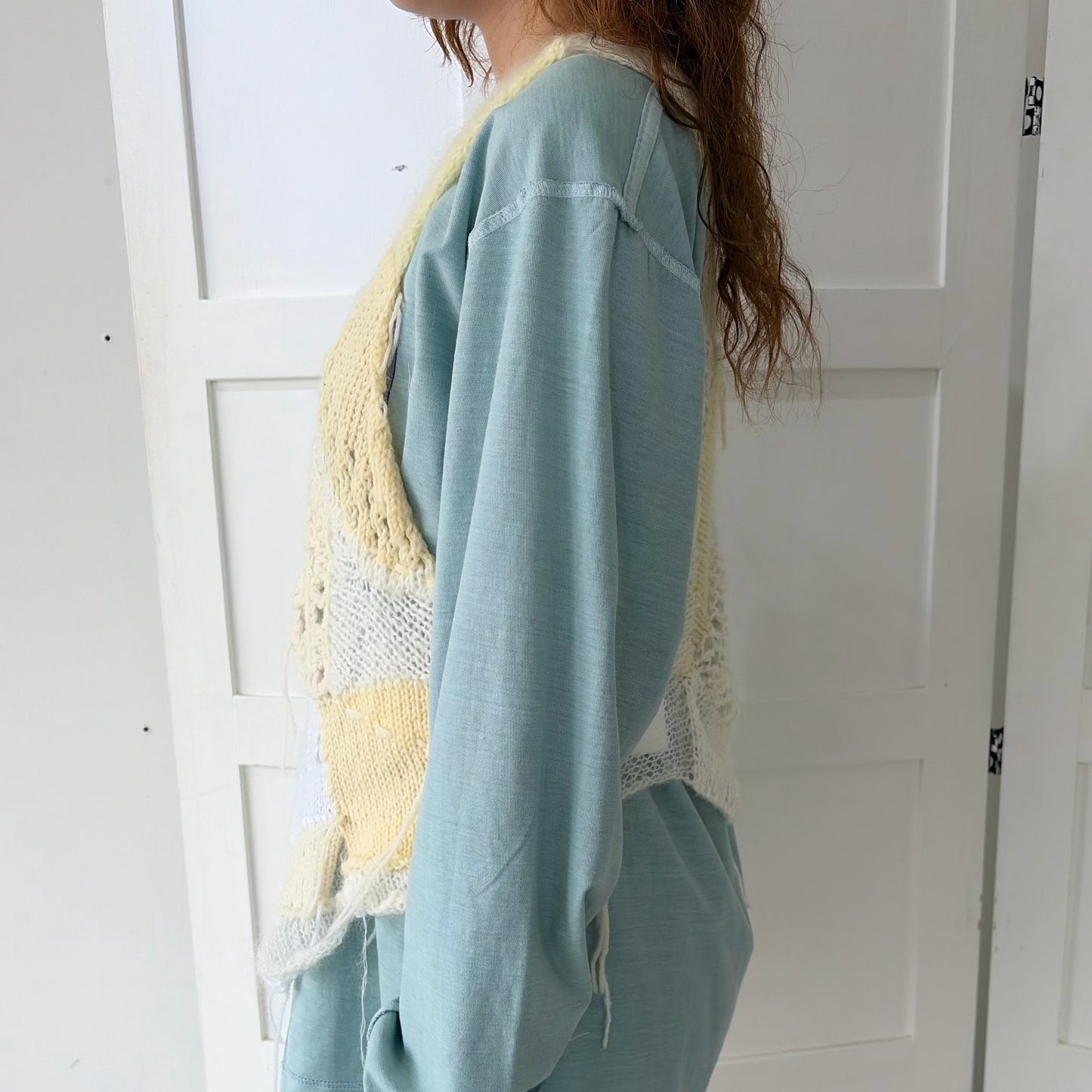 Patchwork knit bustier / White / パッチワークニットビスチェ