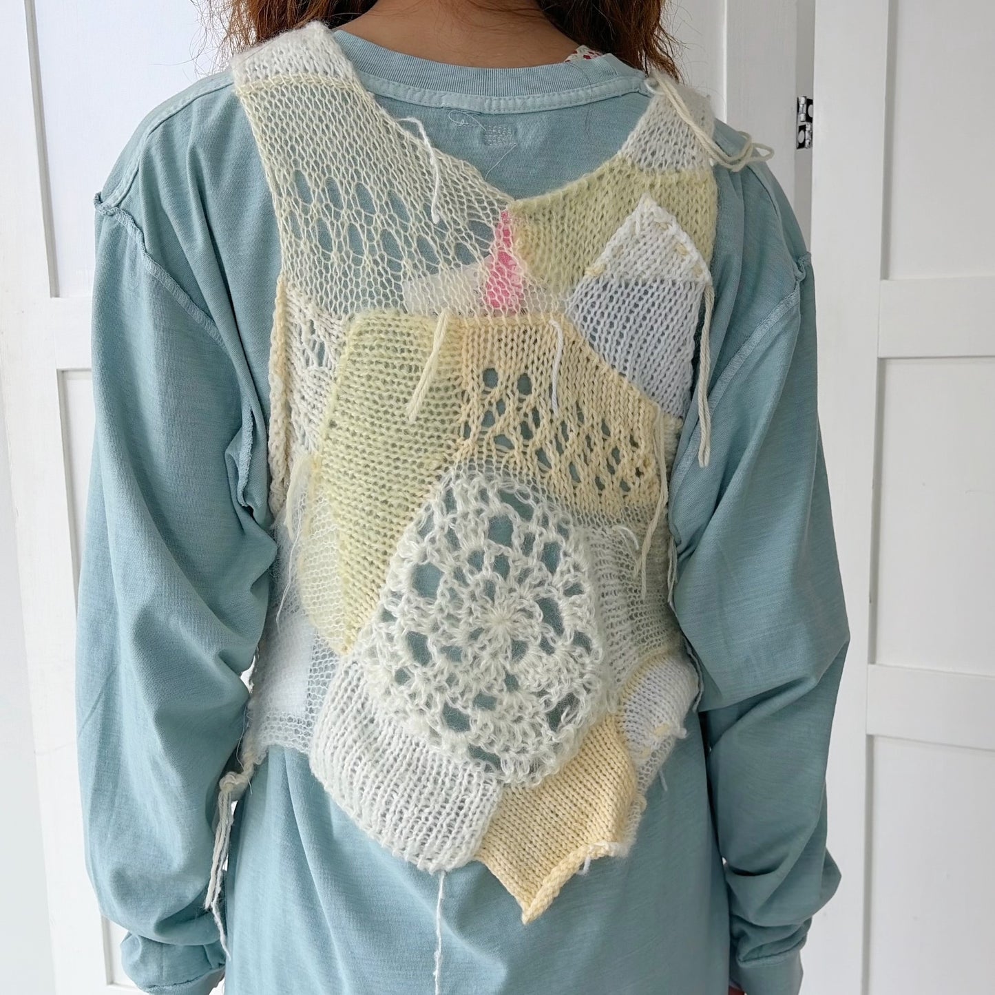 Patchwork knit bustier / White / パッチワークニットビスチェ