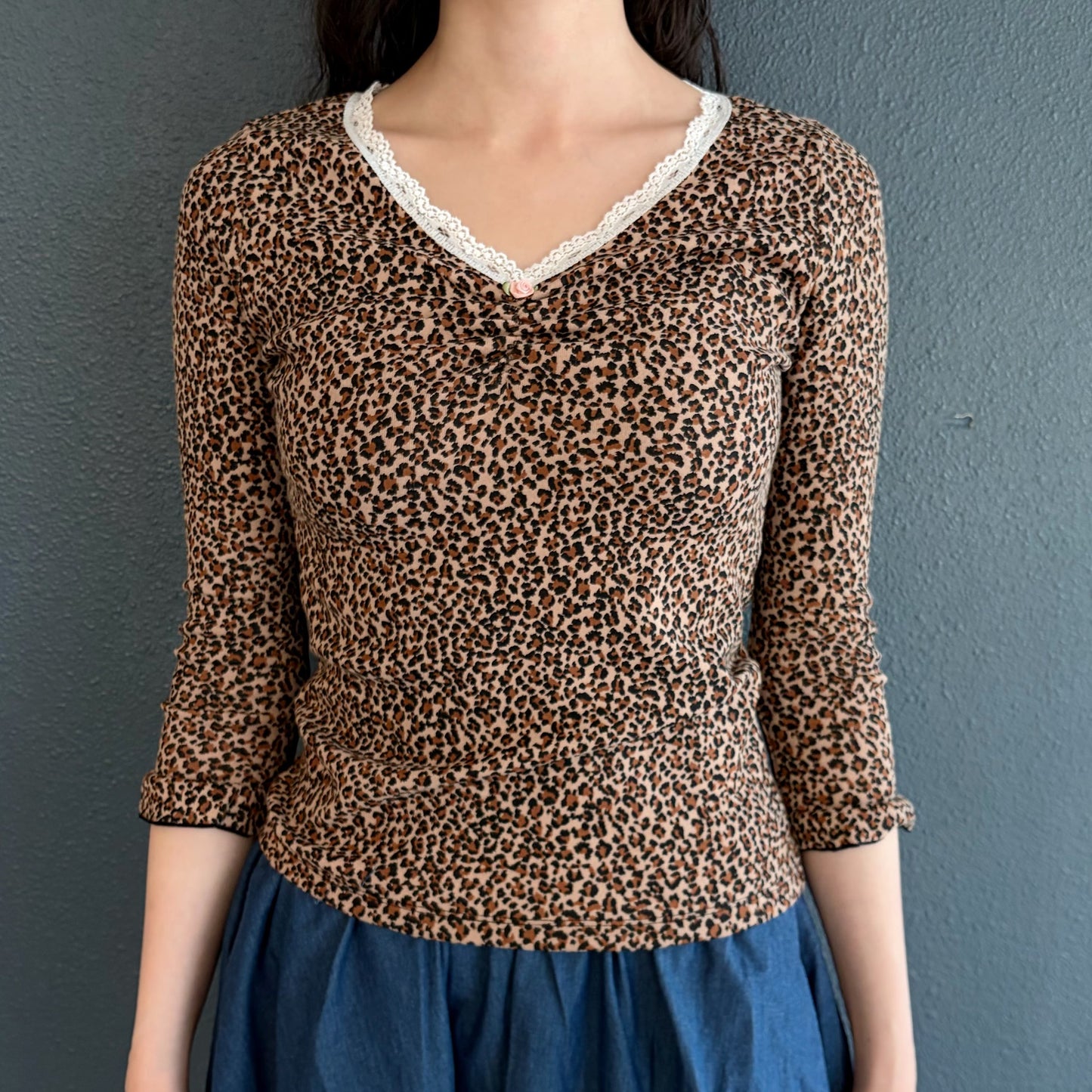 [F.E.E.S] leopard lace top / beige / レオパードレーストップ