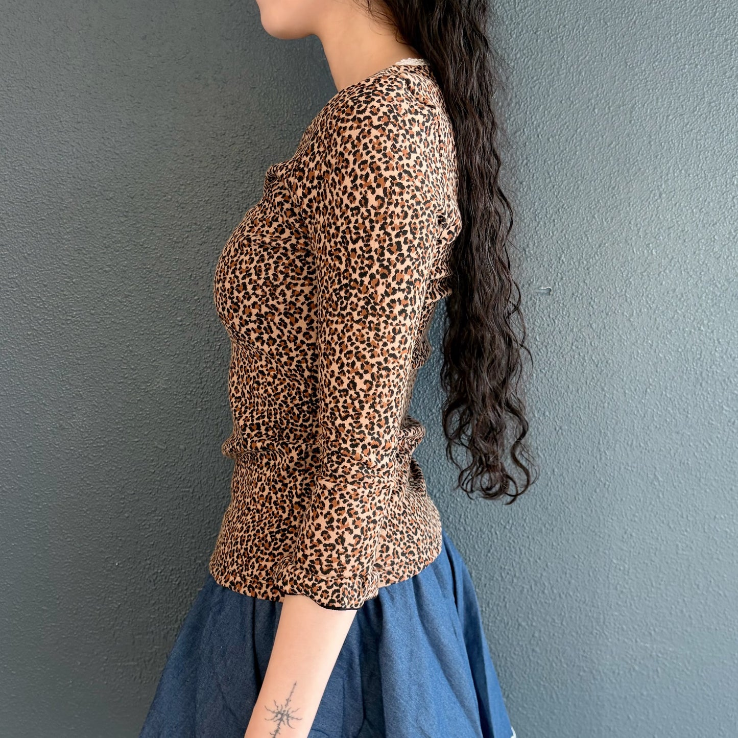 [F.E.E.S] leopard lace top / beige / レオパードレーストップ