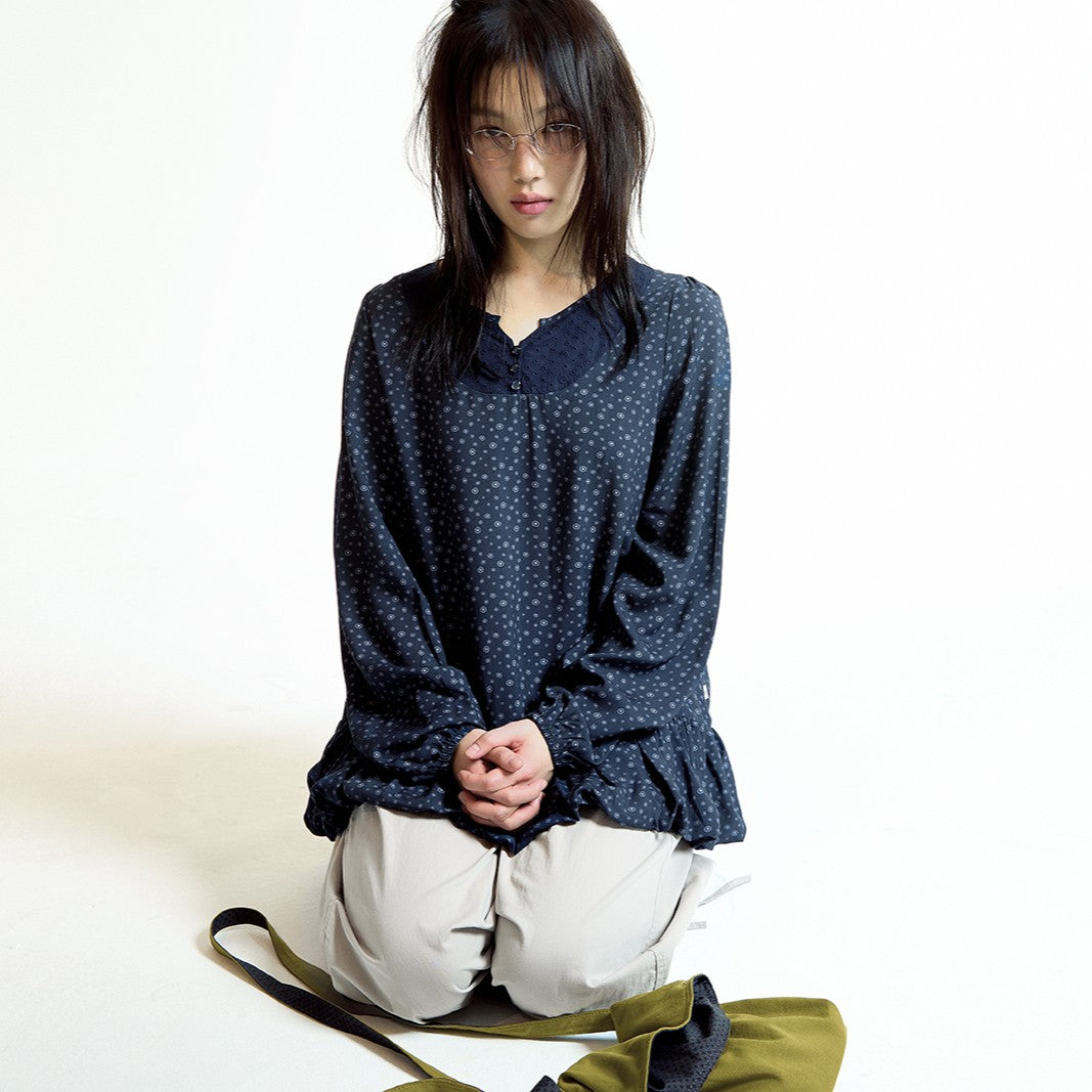 DUDU PUFF BLOUSE / NAVY / パフスリーブトップ