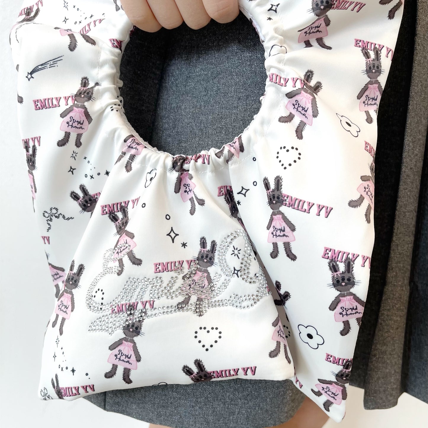 Little bunnies bag / Pink / プリントハンドバッグ