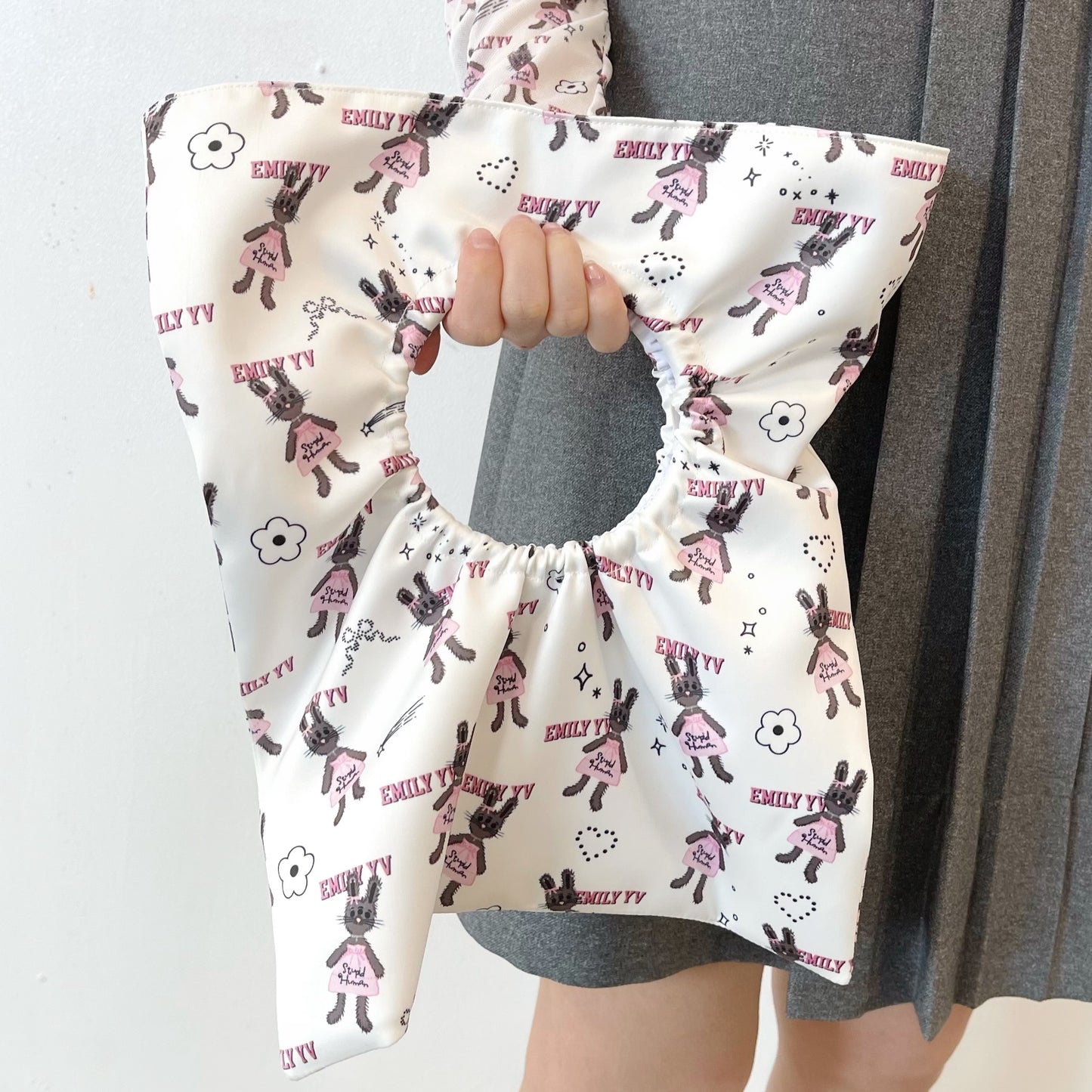 Little bunnies bag / Pink / プリントハンドバッグ