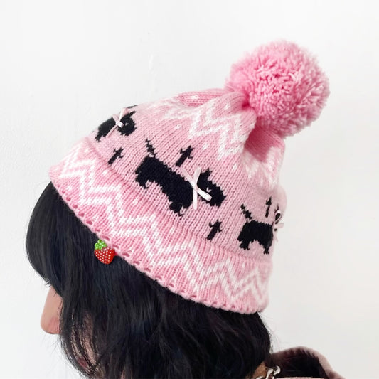 Puppies knitted hat / Pink / パピーニットハット
