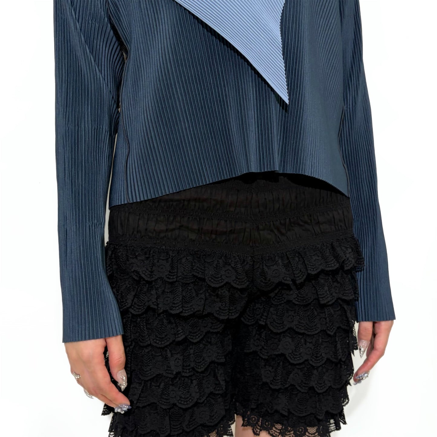 todo WAVE TOP *LONG SLEEVE HIGH NECK REGULAR / DARK BERRY / ハイネックプリーツトップ