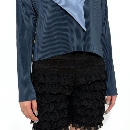 todo WAVE TOP *LONG SLEEVE HIGH NECK REGULAR / DARK BERRY / ハイネックプリーツトップ