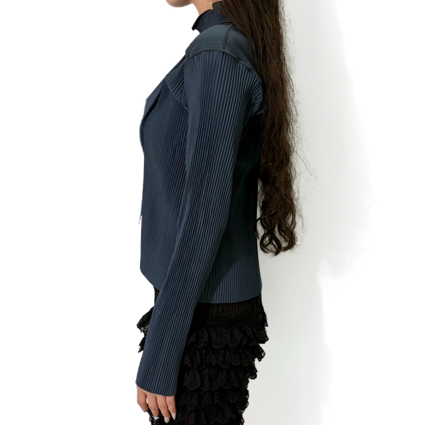 todo WAVE TOP *LONG SLEEVE HIGH NECK REGULAR / DARK BERRY / ハイネックプリーツトップ