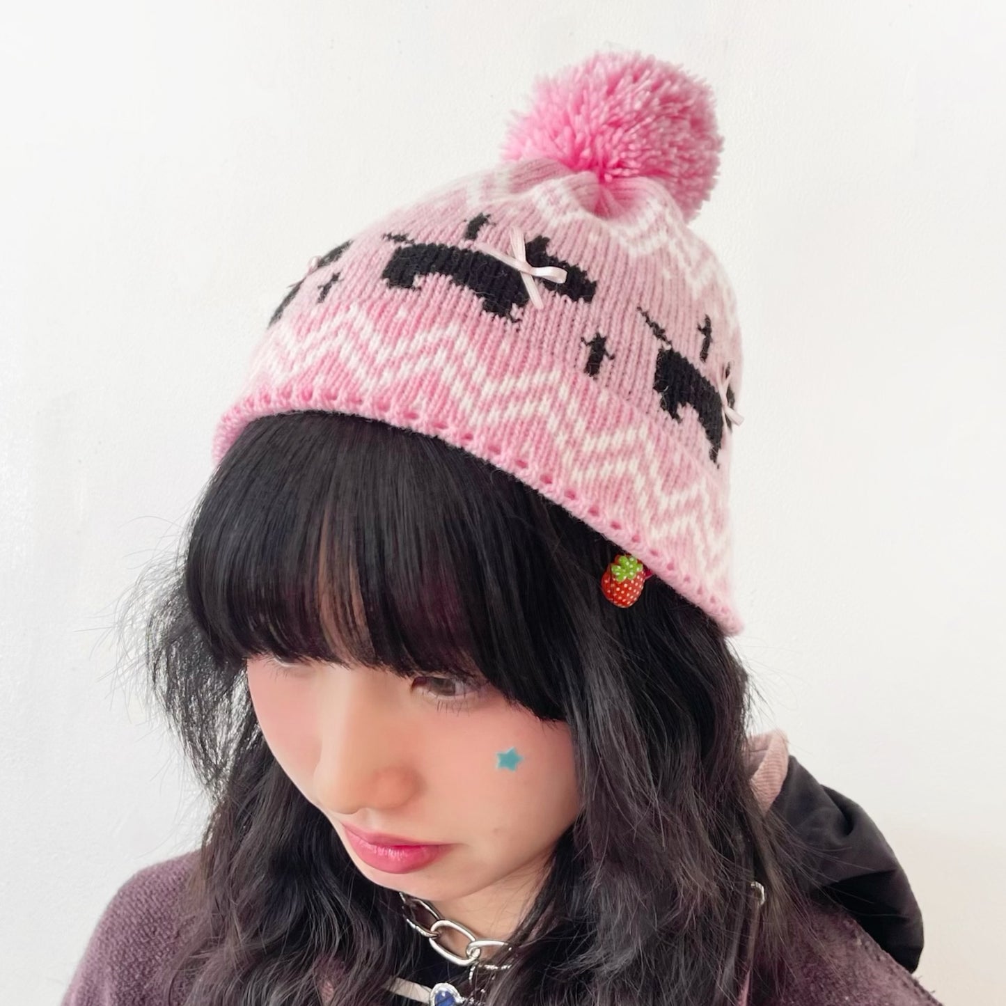 Puppies knitted hat / Pink / パピーニットハット