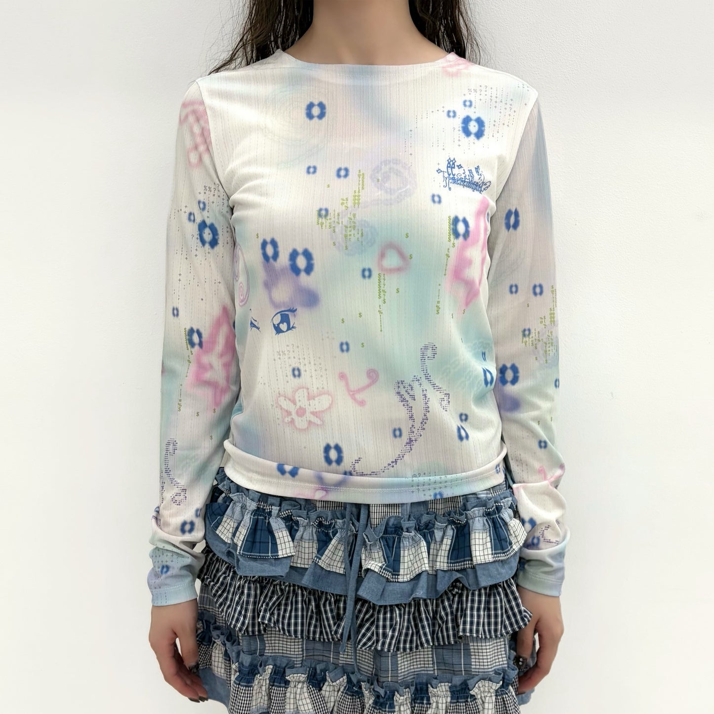 Soft Trace Top / Blue / グラフィックトップ