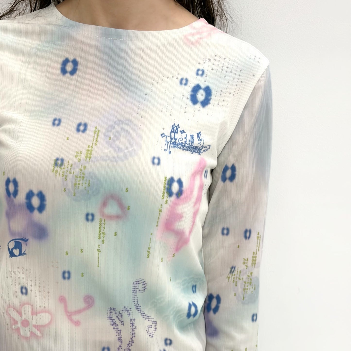 Soft Trace Top / Blue / グラフィックトップ