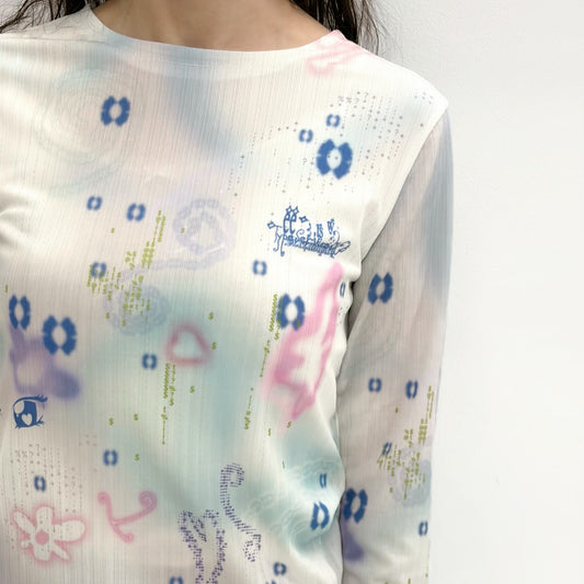 Soft Trace Top / Blue / グラフィックトップ