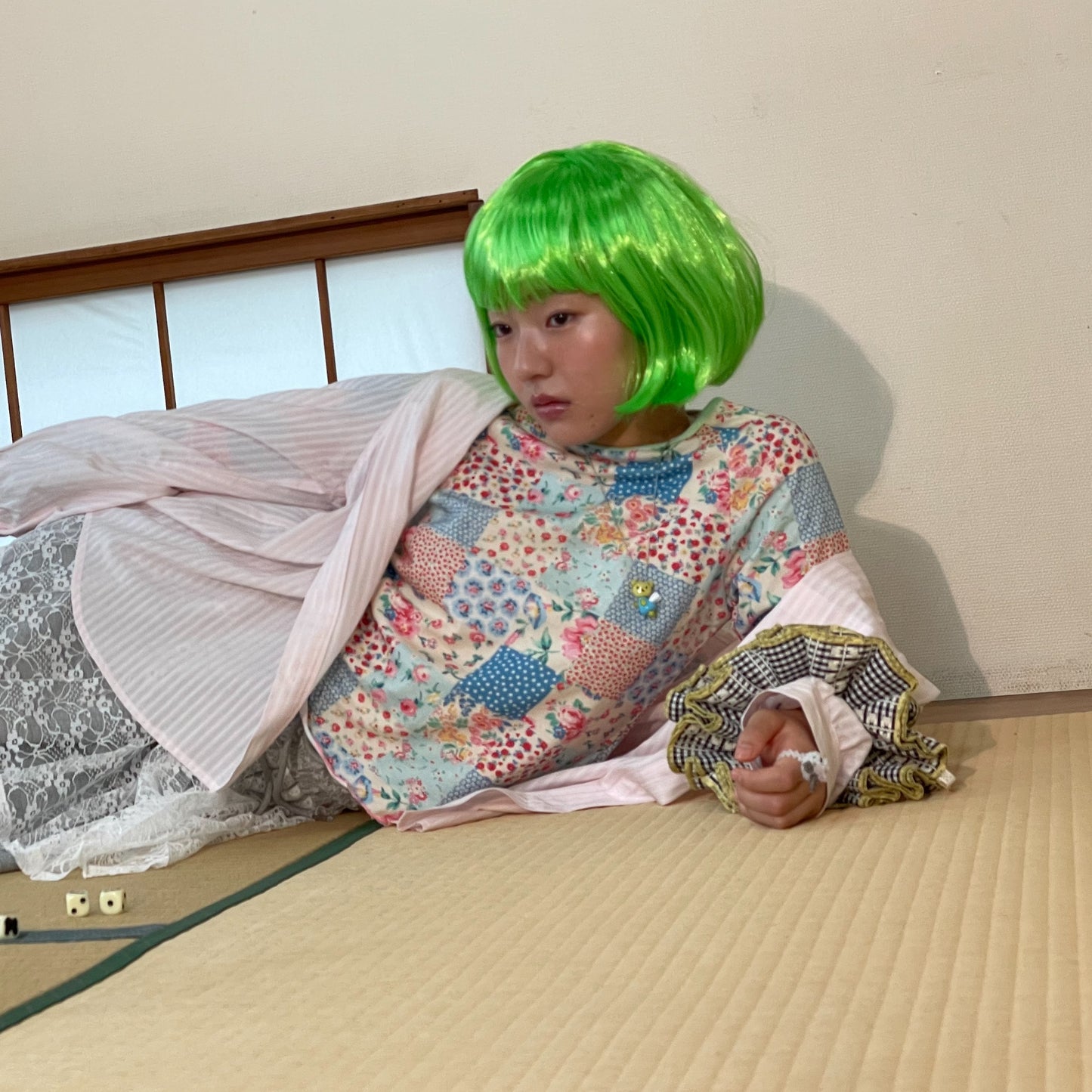 [F.E.E.S] ppi ppi patchwork long top / blue / パッチワークプリントT