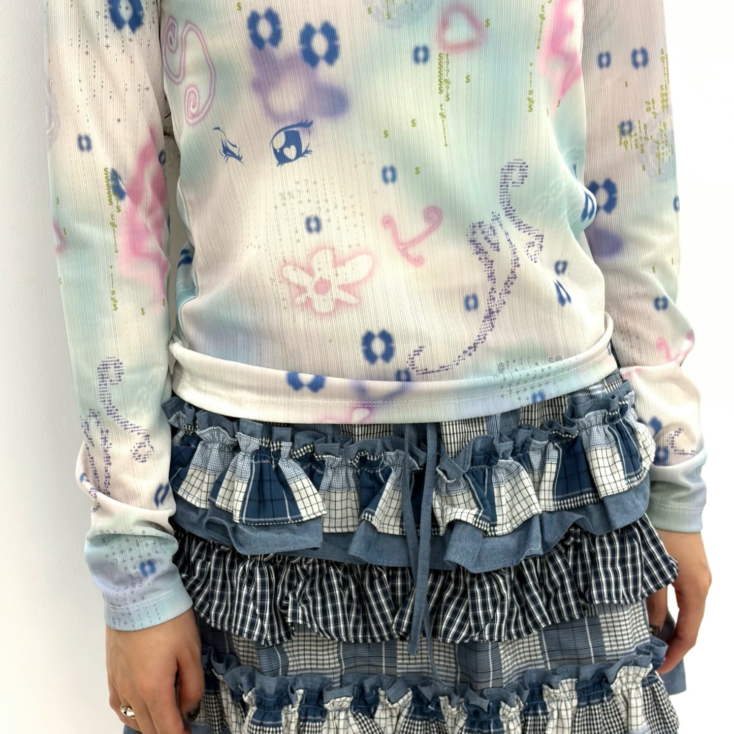 Soft Trace Top / Blue / グラフィックトップ