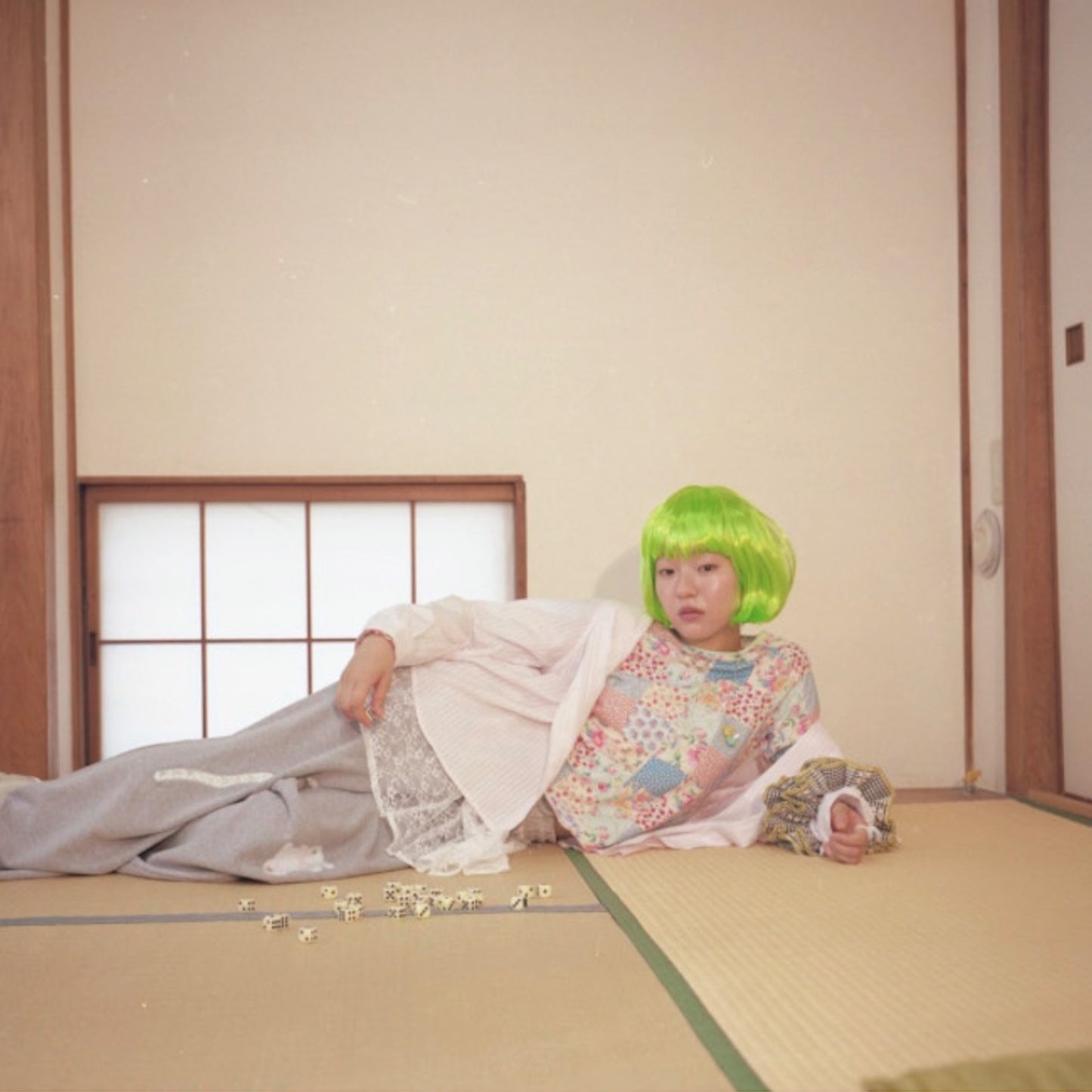 [F.E.E.S] ppi ppi patchwork long top / blue / パッチワークプリントT