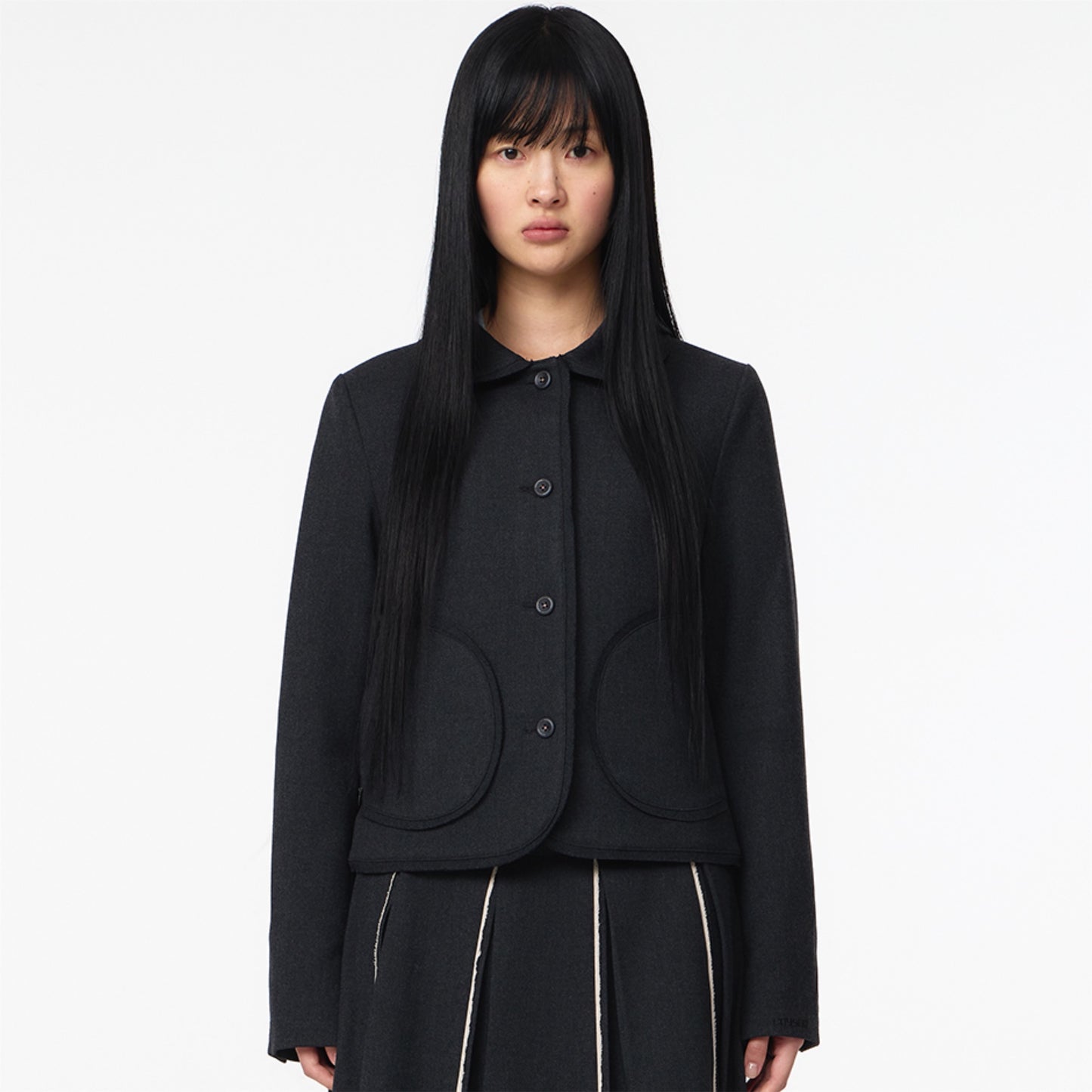 ROUNDED RAW HEM JACKET / CHARCOAL / ジャケット